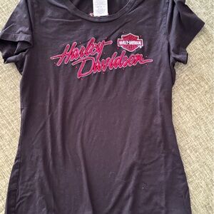 Harley-Davidson Black Tee with Pink Accents